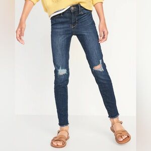 🆕 Old Navy High-Waisted Rockstar 360° Stretch Ripped Jeggings for Girls. Size 7